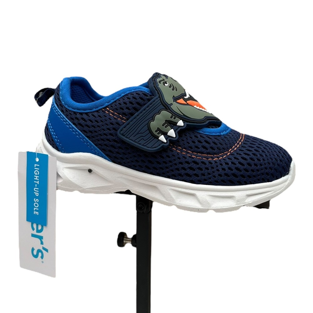 Carter's‎ Toddler Boys T-Rex Slip-On Sneakers Size 9 Navy Blue Light-Up Shoes - Picture 2 of 16